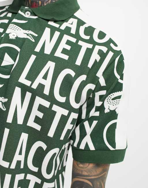 Men's Lacoste x Netflix Loose Fit Organic Cotton Print Polo - Green Wh –  BLVD