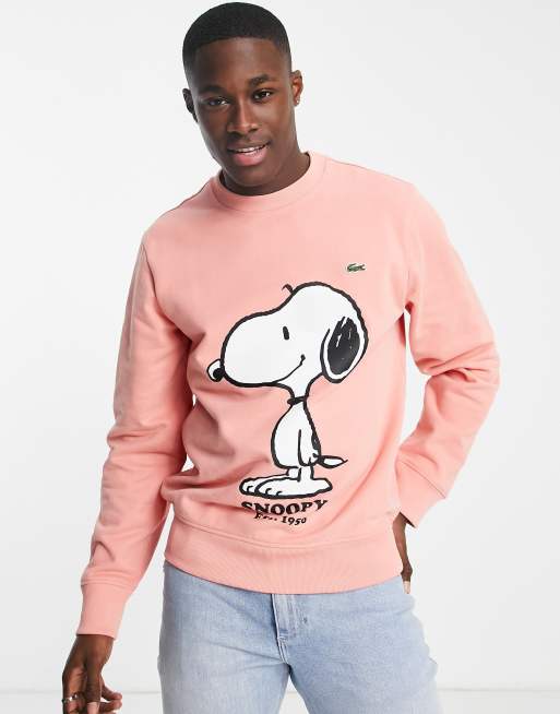 Lacoste x Peanuts crew neck sweatshirt in pink ASOS