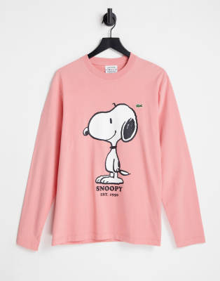 Lacoste x Peanuts snoopy t-shirt in pink