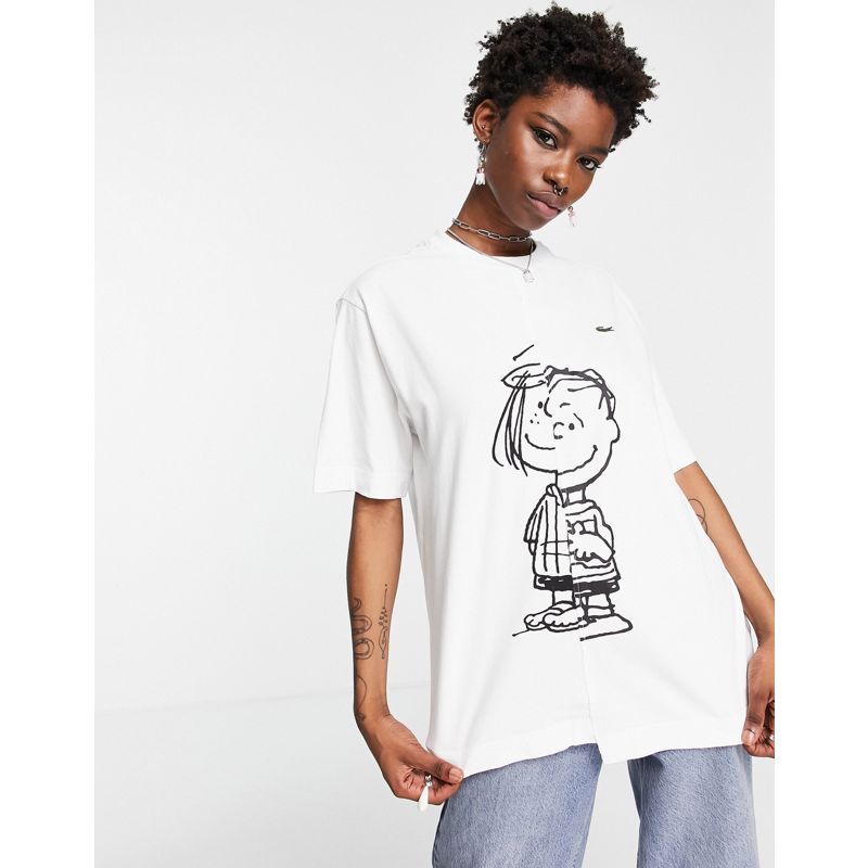 MHhdR  Lacoste x Peanuts - T-shirt bianca con doppio motivo