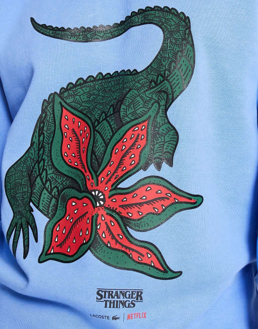 Lacoste x stranger Things - Blå sweatshirt med frontgrafik, 3 af 4