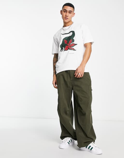 Lacoste x stranger Things relaxed fit t-shirt in white with front
