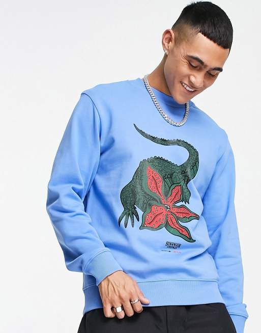 Lacoste x Stranger Things sweatshirt in blue with front graphics