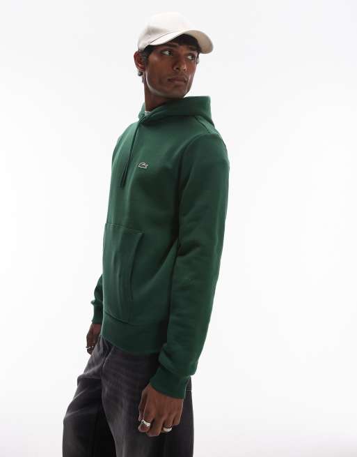 Lacoste – Zakładana przez głowę zielona bluza z kapturem