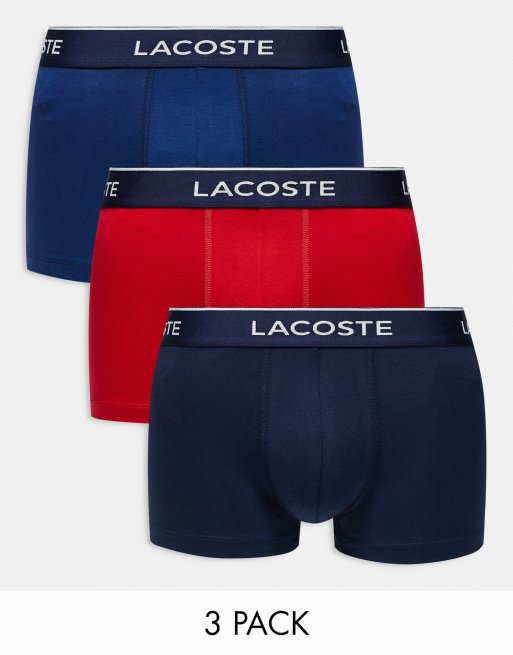 Lacoste – Zestaw 3 par bokserek w kolorach granatowym i czerwonym 