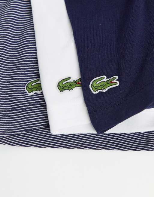 Lacoste – Zestaw 3 par bokserek w kolorze granatowym/białym/w paski, 4 z 4
