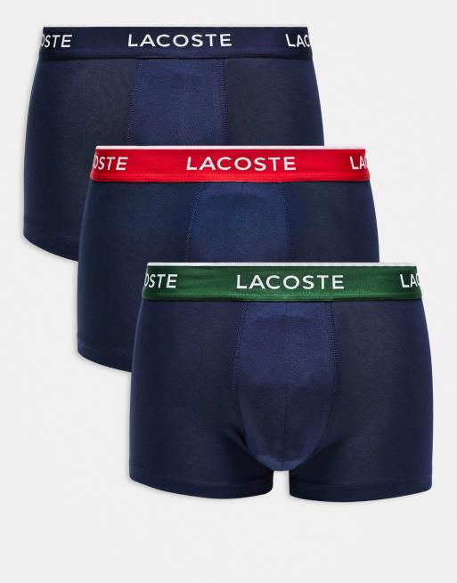 Lacoste – Zestaw 3 par czarnych bokserek z kontrastowym szwem