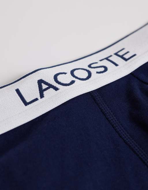 Lacoste – Zestaw 3 par granatowych bokserek z białą gumą w pasie, 2 z 3