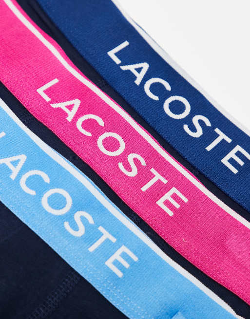 Lacoste – Zestaw 3 par granatowych bokserek z kontrastowym szwem , 3 z 3