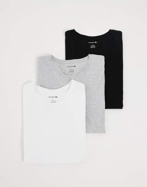 Lacoste – Zestaw 3 T-shirtów domowych w kolorach białym, szarym i czarnym - view 1