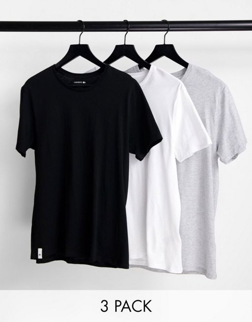 Lacoste – Zestaw 3 T-shirtów w kolorach białym, czarnym i szarym