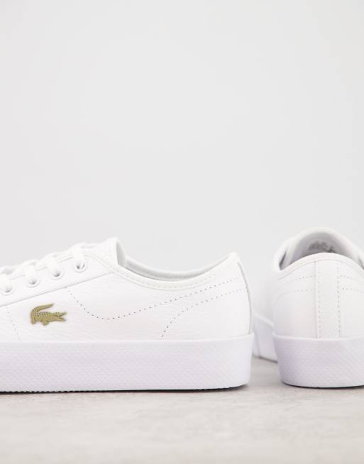 Lacoste Ziane Grand flatform sneakers in white with gold badge