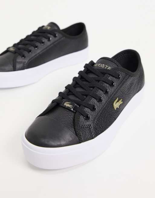 Lacoste Ziane Grand flatform trainers in black with gold badge