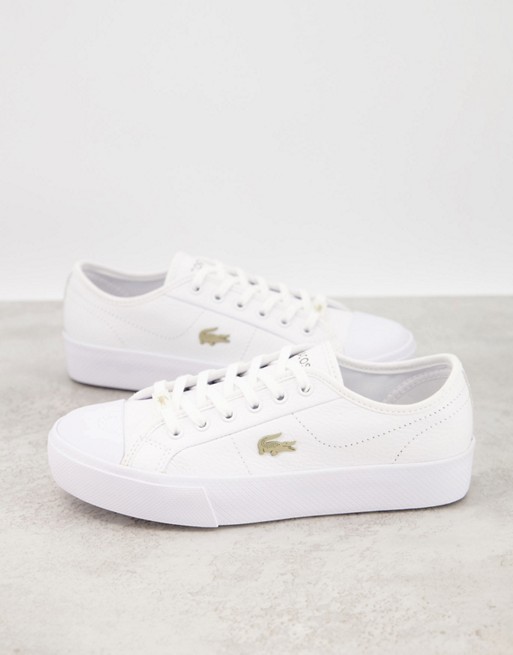 Lacoste Ziane Grand flatform trainers in white with gold badge