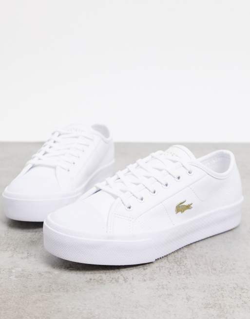 lacoste ziane canvas plimsoll trainers in white