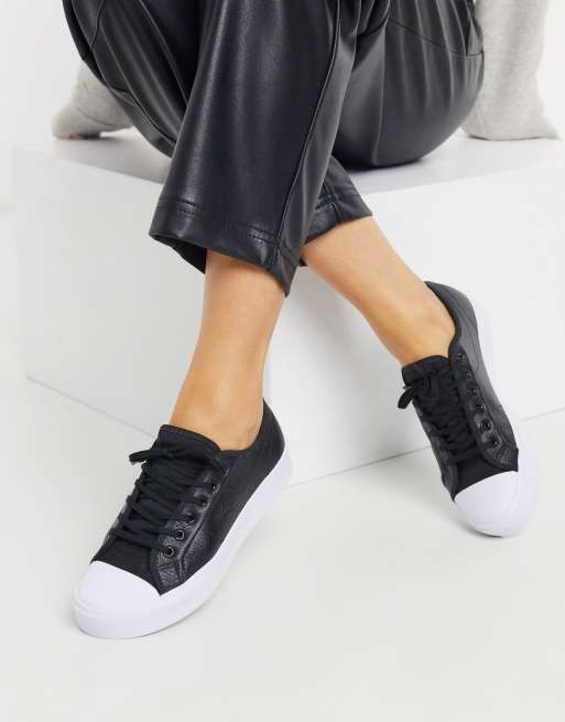 Lacoste ziane leather lace up sneakers in black