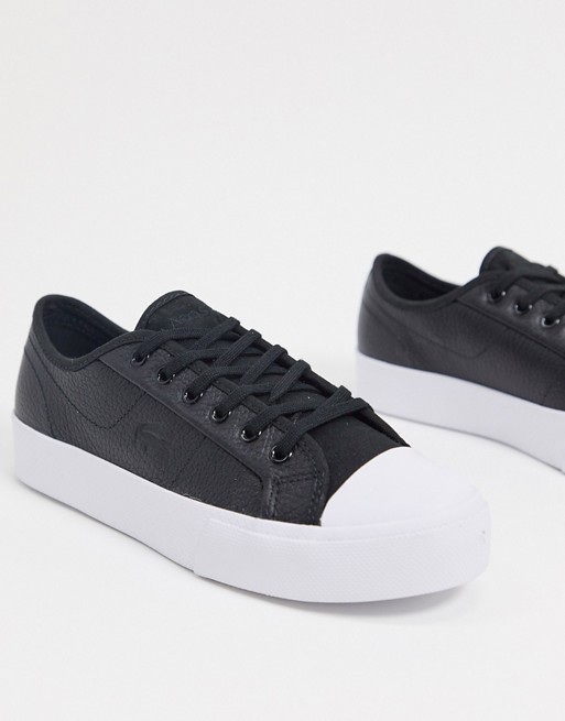 Lacoste ziane leather lace up trainers in black