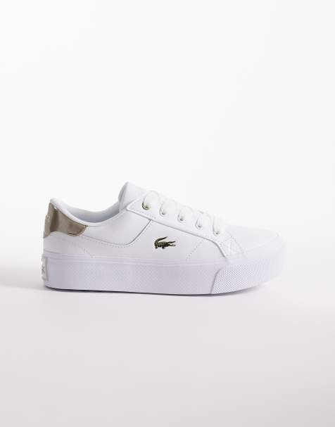 Lacoste Ziane logo leather chunky sneakers in white - view 1
