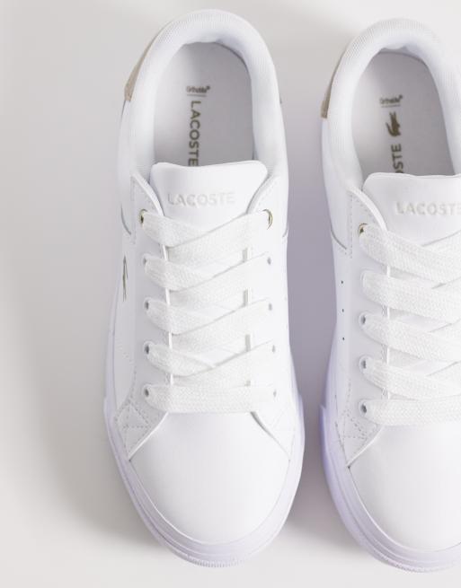 Lacoste Ziane logo leather chunky sneakers in white, 3 of 5