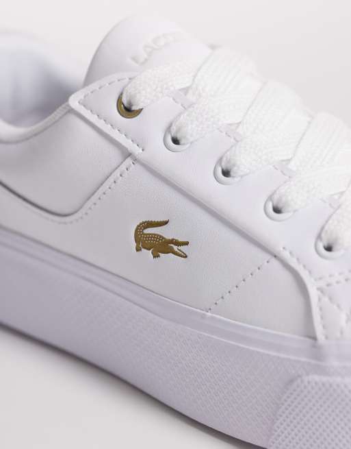 Lacoste Ziane logo leather chunky sneakers in white, 4 of 5
