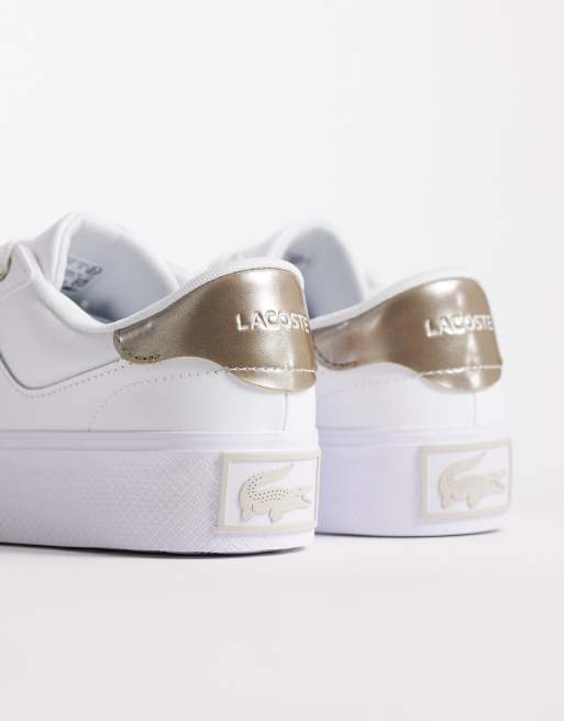Lacoste Ziane logo leather chunky trainers in white, 2 of 5