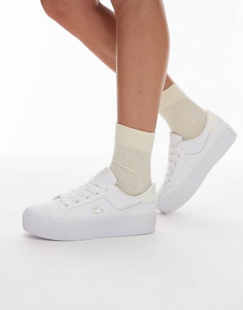 Lacoste Ziane platform sneakers in white/pink - view 1