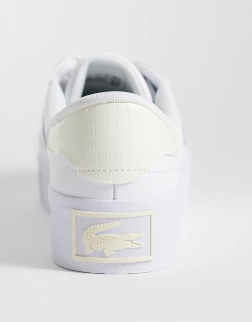 Lacoste ziane platform trainer in white and cream, 2 of 5