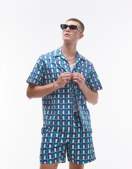 Lacoste – Zielona koszula ze wzorem