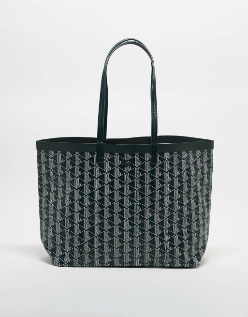 Lacoste – Zielona torba typu shopper ze wzorem