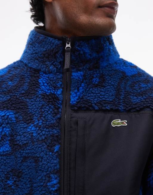 Lacoste zip fleece jacket in blue print ASOS