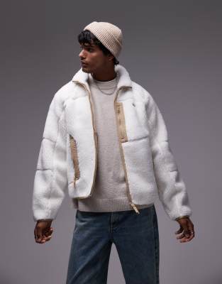 Lacoste Lacoste zip fleece jacket in white