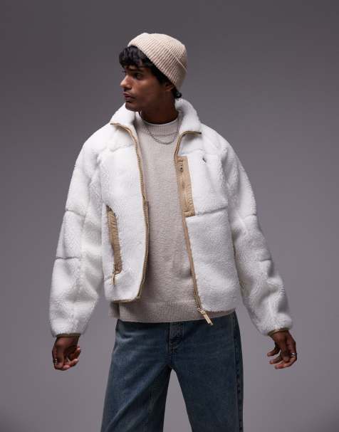 Lacoste zip fleece jacket in white - view 1