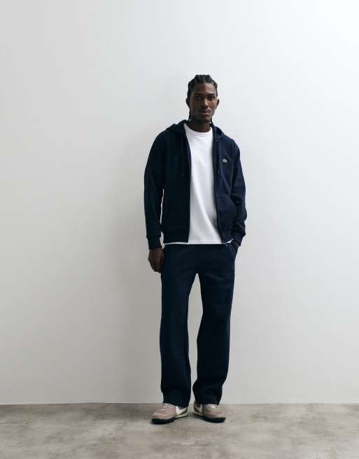 Lacoste zip front logo hoodie in navy, 3 of 5