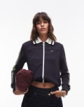 [Lacoste] Lacoste zip stripe track jacket in black XL BLACK