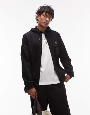 Lacoste Zip Through Hoodie In Black