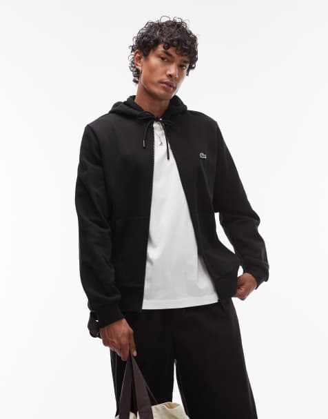 Lacoste zip through hoodie in black - view 1