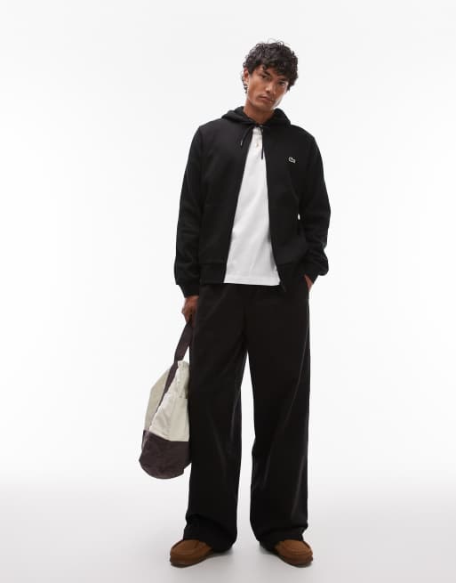 Lacoste zip through hoodie in black