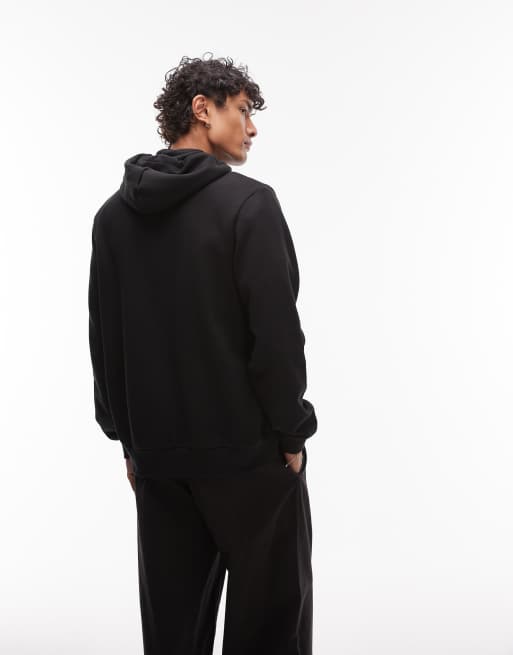 Lacoste zip through hoodie in black