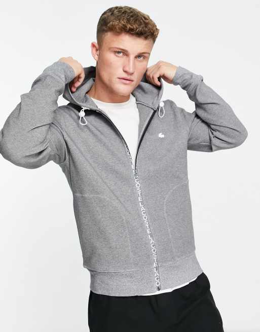 Lacoste zip through hoodie in gray