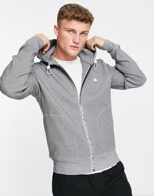Lacoste zip through hoodie in grey