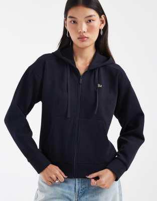 Lacoste Zip Through Hoodie In Navy