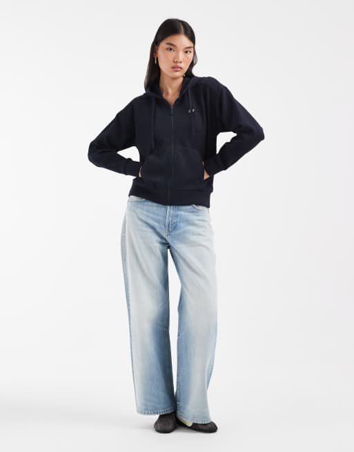 Lacoste zip through hoodie in navy, 2 of 4