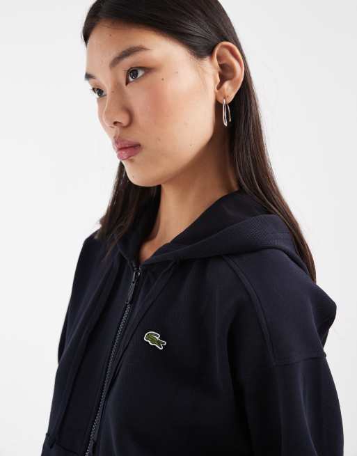 Lacoste zip through hoodie in navy, 3 of 4