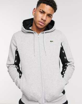 lacoste grey zip up hoodie