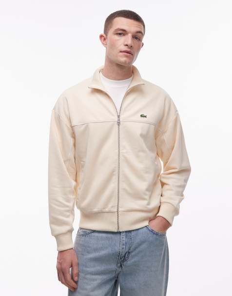 Lacoste zip through sweat jacket in beige - view 1