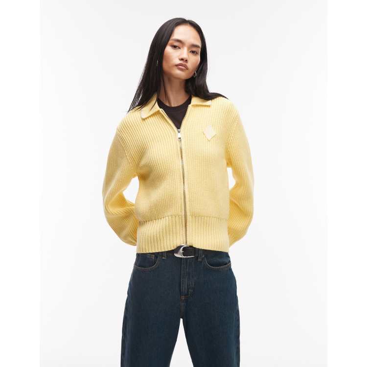 Lacoste zip thru knit cardigan in buttermilk yellow | ASOS