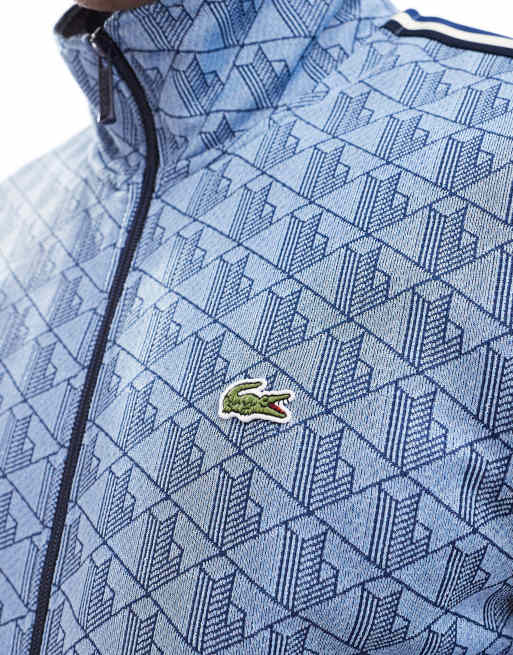 Lacoste zip track jacket in monogram print