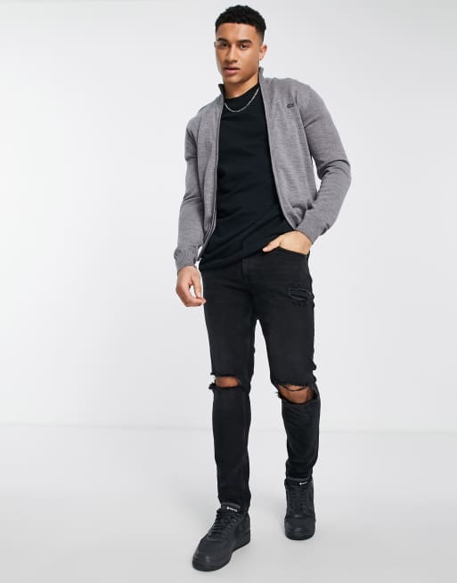 Lacoste zip 2024 up cardigan