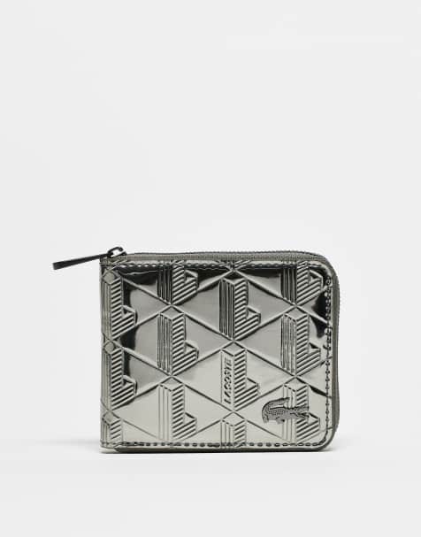 Lacoste zip wallet in silver - view 1