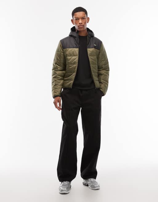 Lacoste – Zweifarbige Pufferjacke in Schwarz und Oliv, 2 von 5